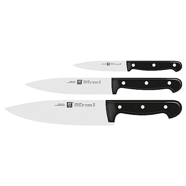 ZWILLING Twin Chef Messer-Set, 3-teilig (Spick-/Garniermesser 10 cm, Kochmesser 20 cm, Fleischmesser 16 cm), Rostfreier Spezialstahl/Kunststoff-Griff im Nietendesign, Schwarz im Sale